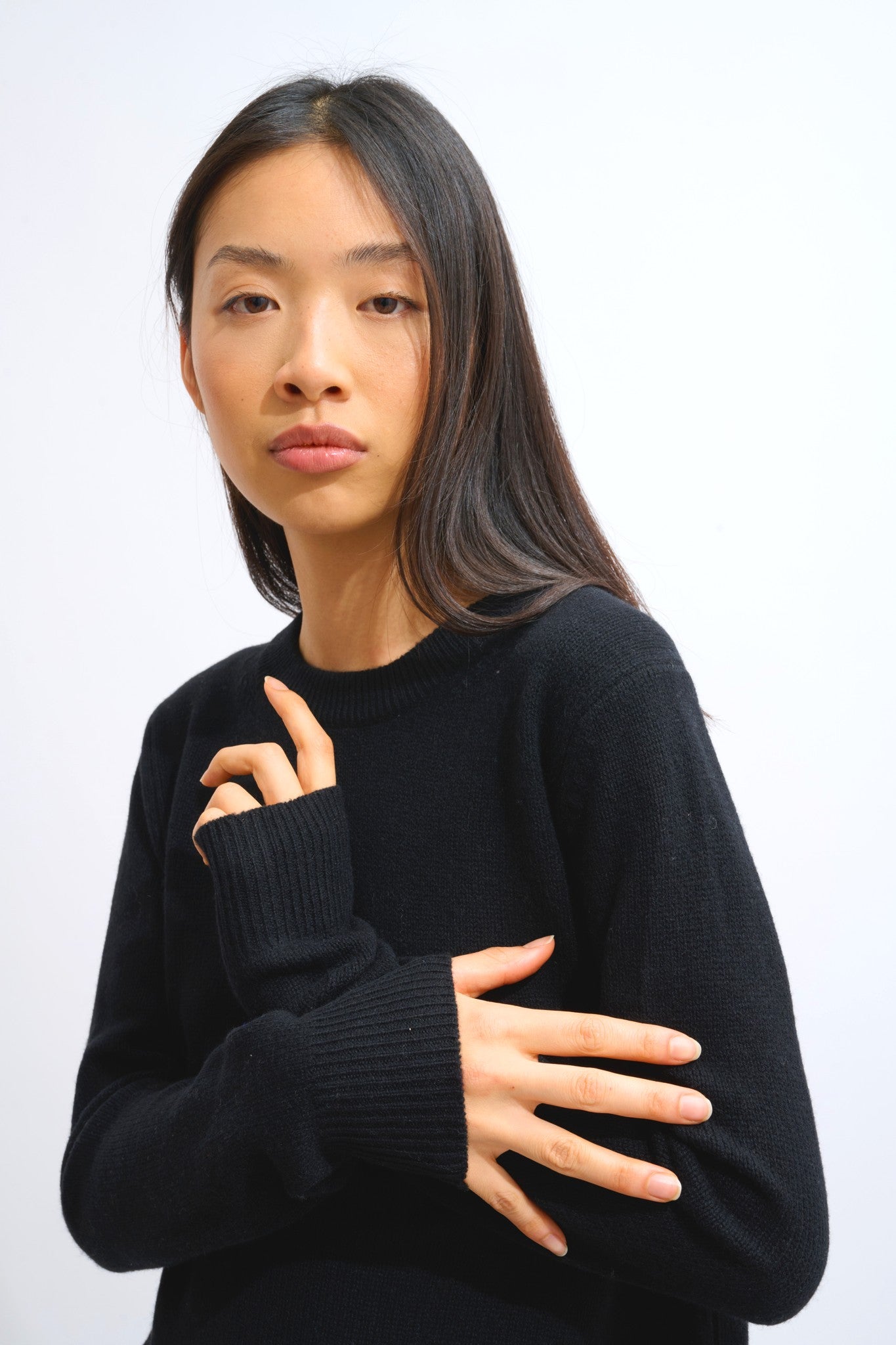 sylor pull col rond 4 fils noir 100% cachemire