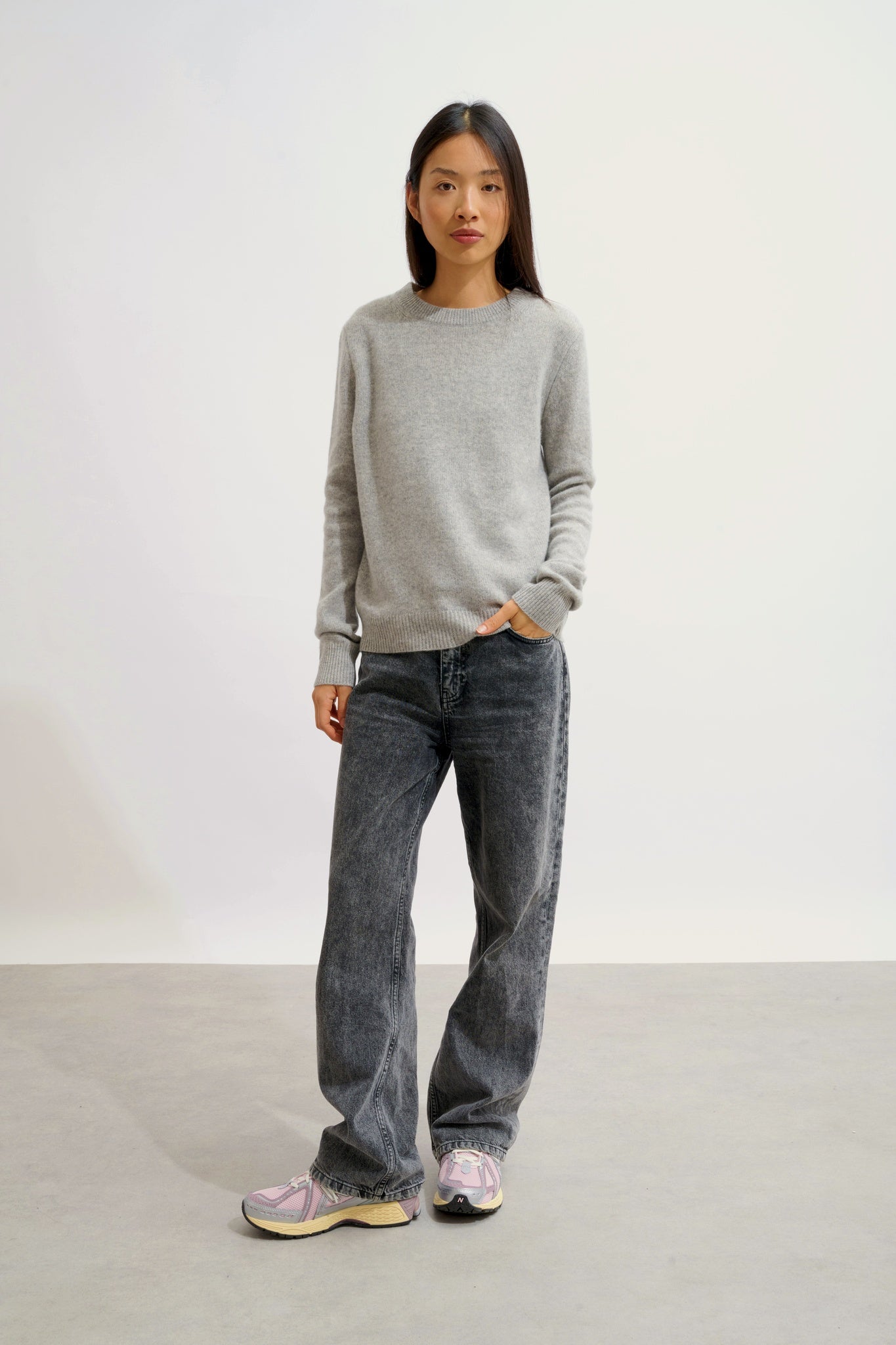 SYLOR pull col rond 4 fils nuage chiné 100% cachemire