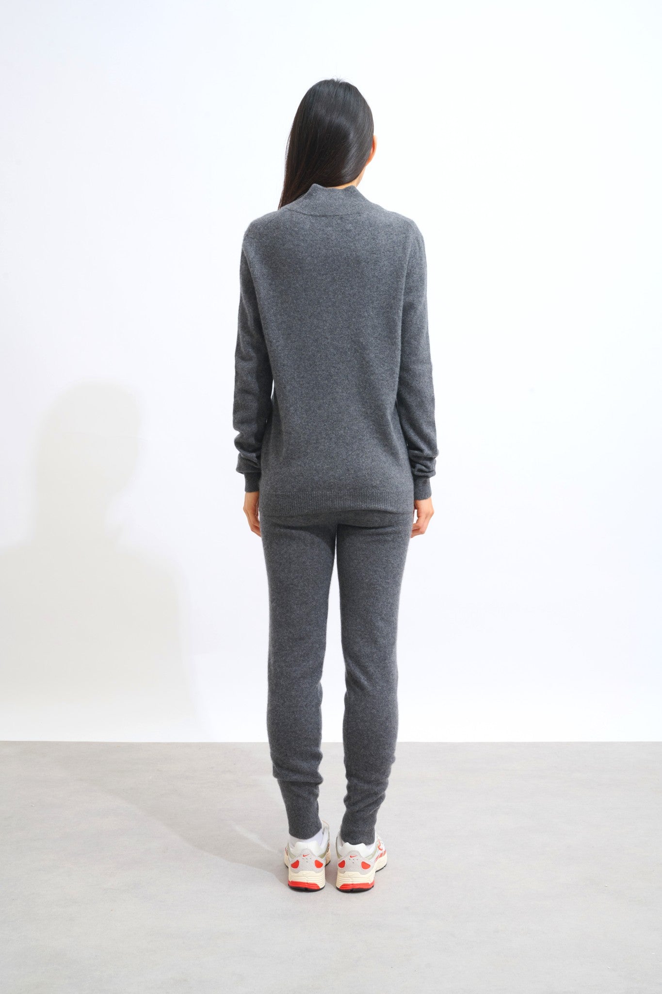 thalun gilet zippé col montant anthracite chiné 100% cachemire