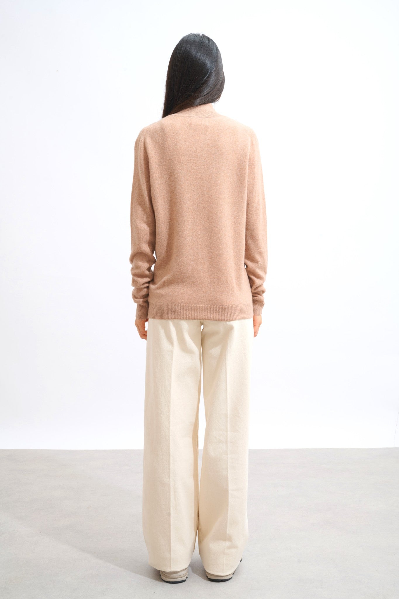 thalun gilet zippé col montant camel chiné 100% cachemire