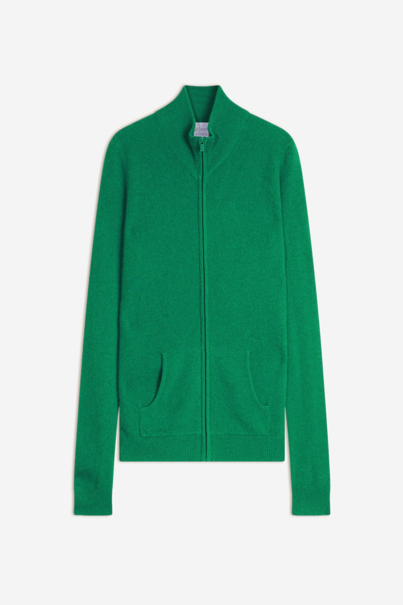 thalun gilet zippé col montant menthe 100% cachemire