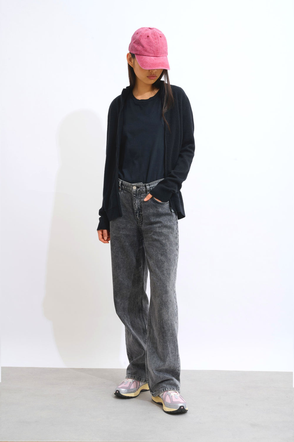 thalun gilet zippé col montant noir 100% cachemire