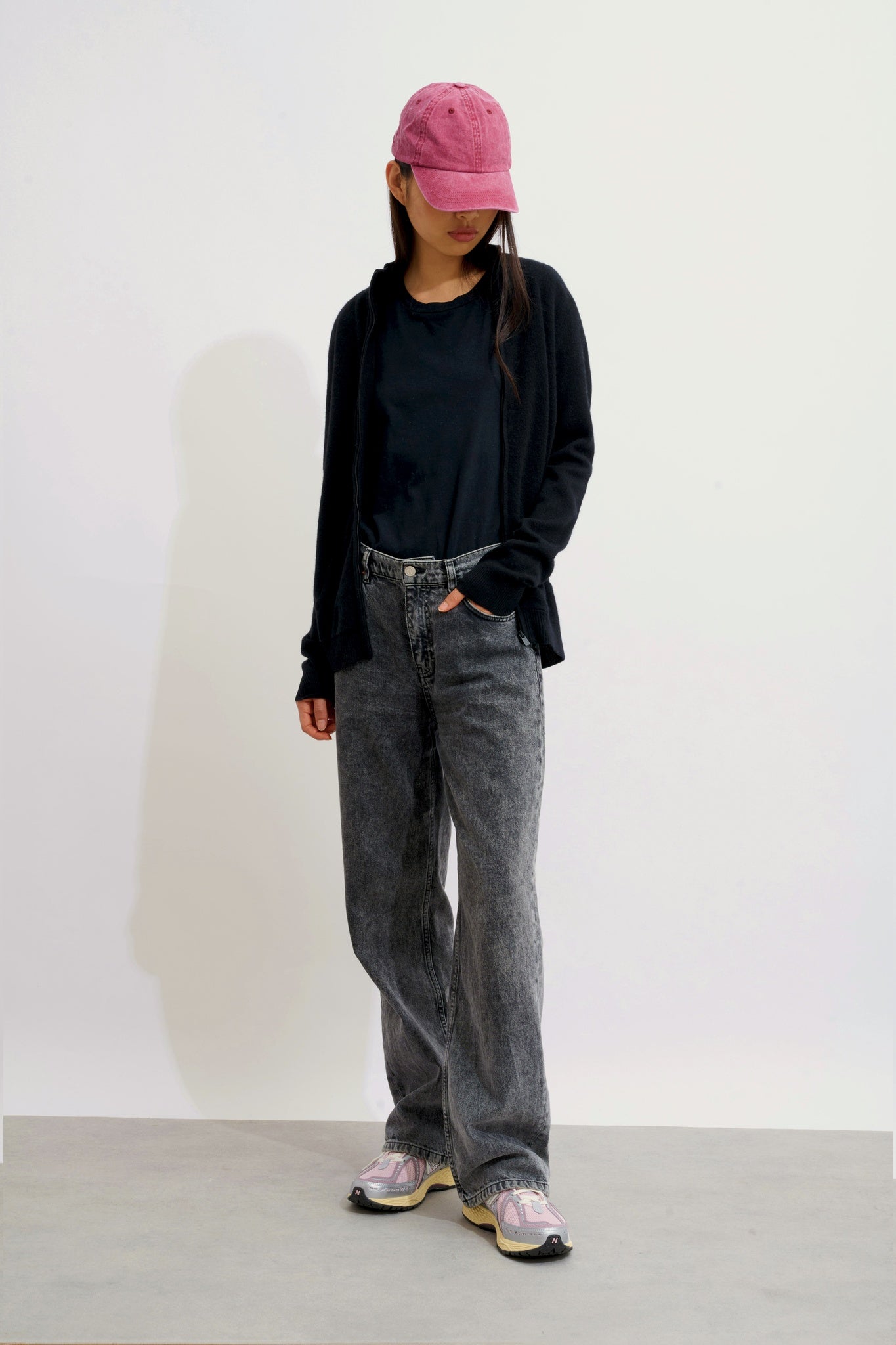 THALUN gilet zippé col montant noir 100% cachemire