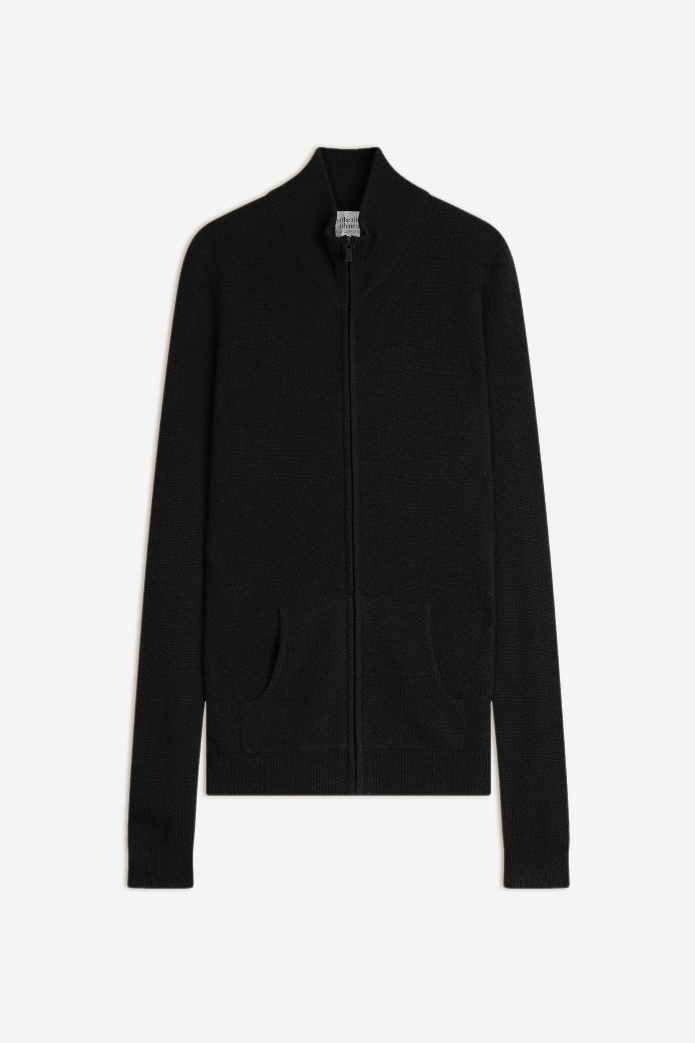 thalun gilet zippé col montant noir 100% cachemire