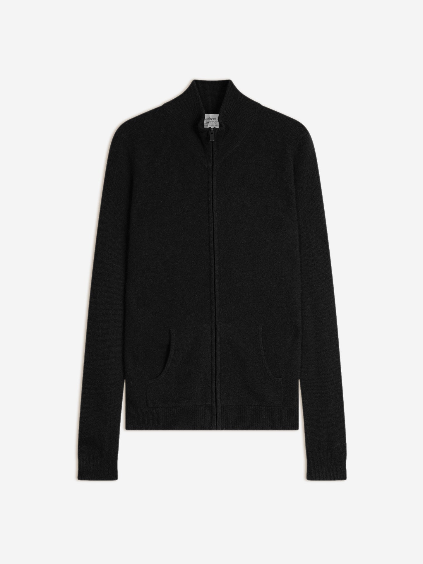 THALUN gilet zippé col montant noir 100% cachemire