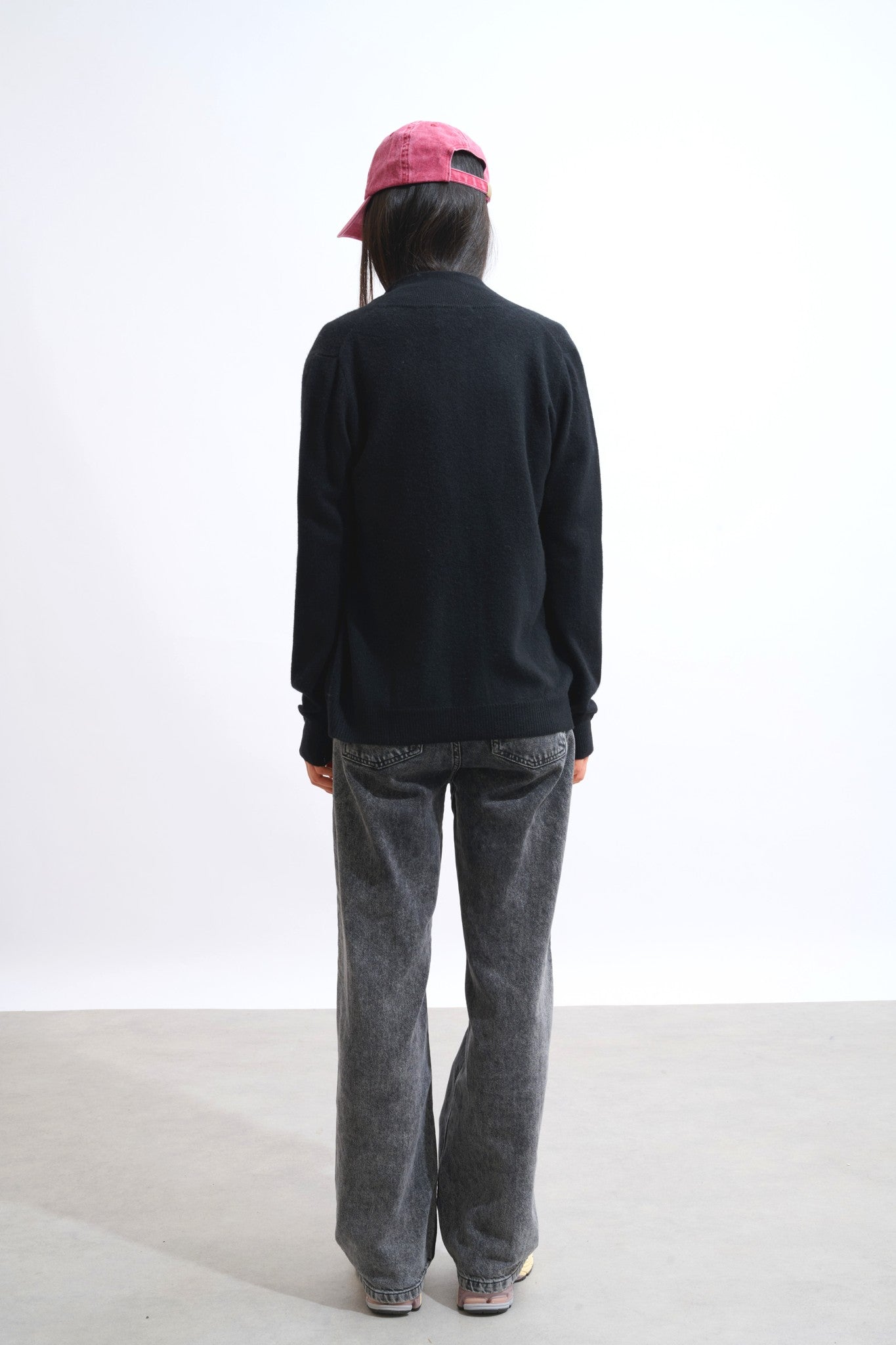 thalun gilet zippé col montant noir 100% cachemire