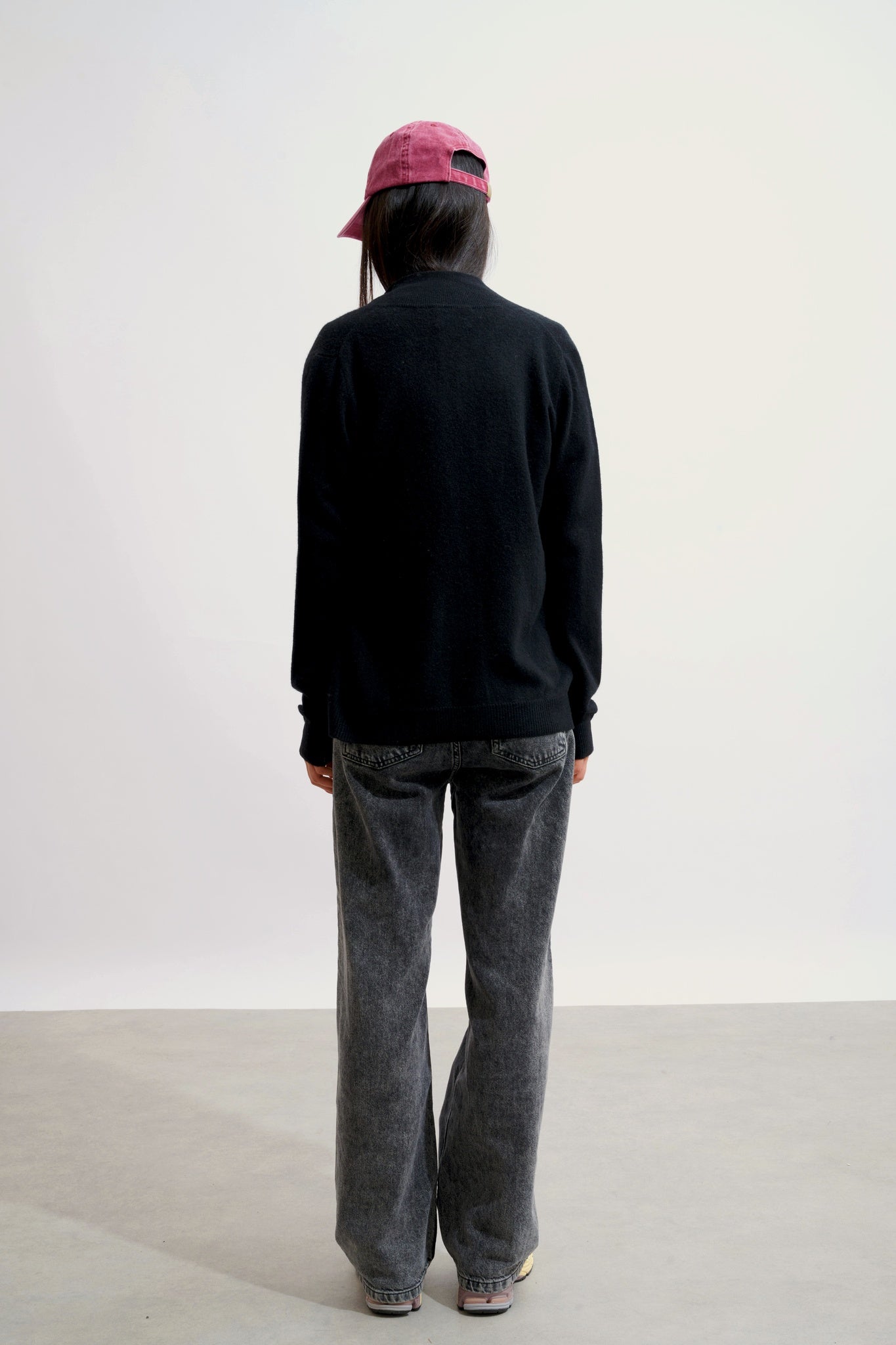 THALUN gilet zippé col montant noir 100% cachemire