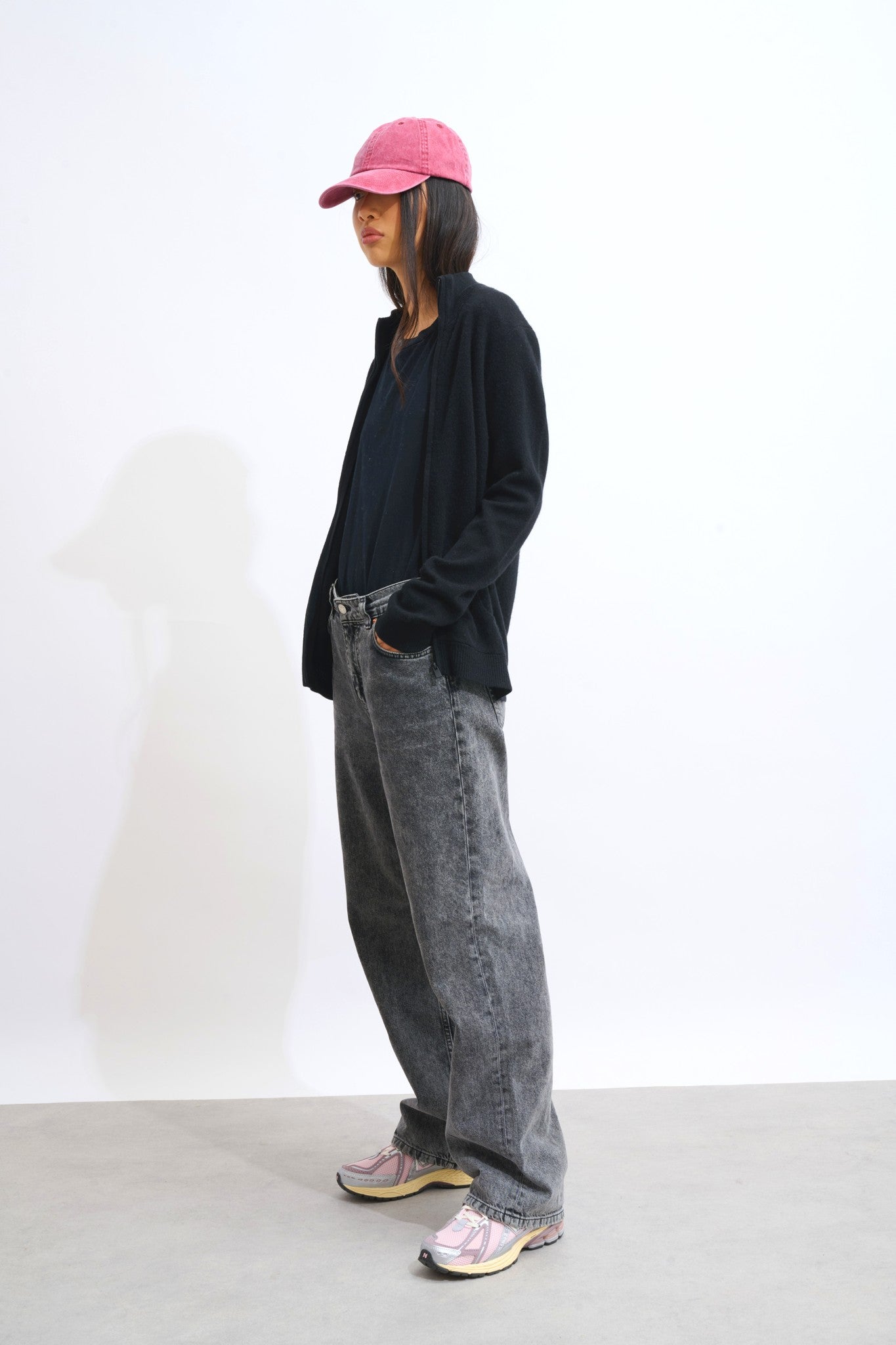 thalun gilet zippé col montant noir 100% cachemire