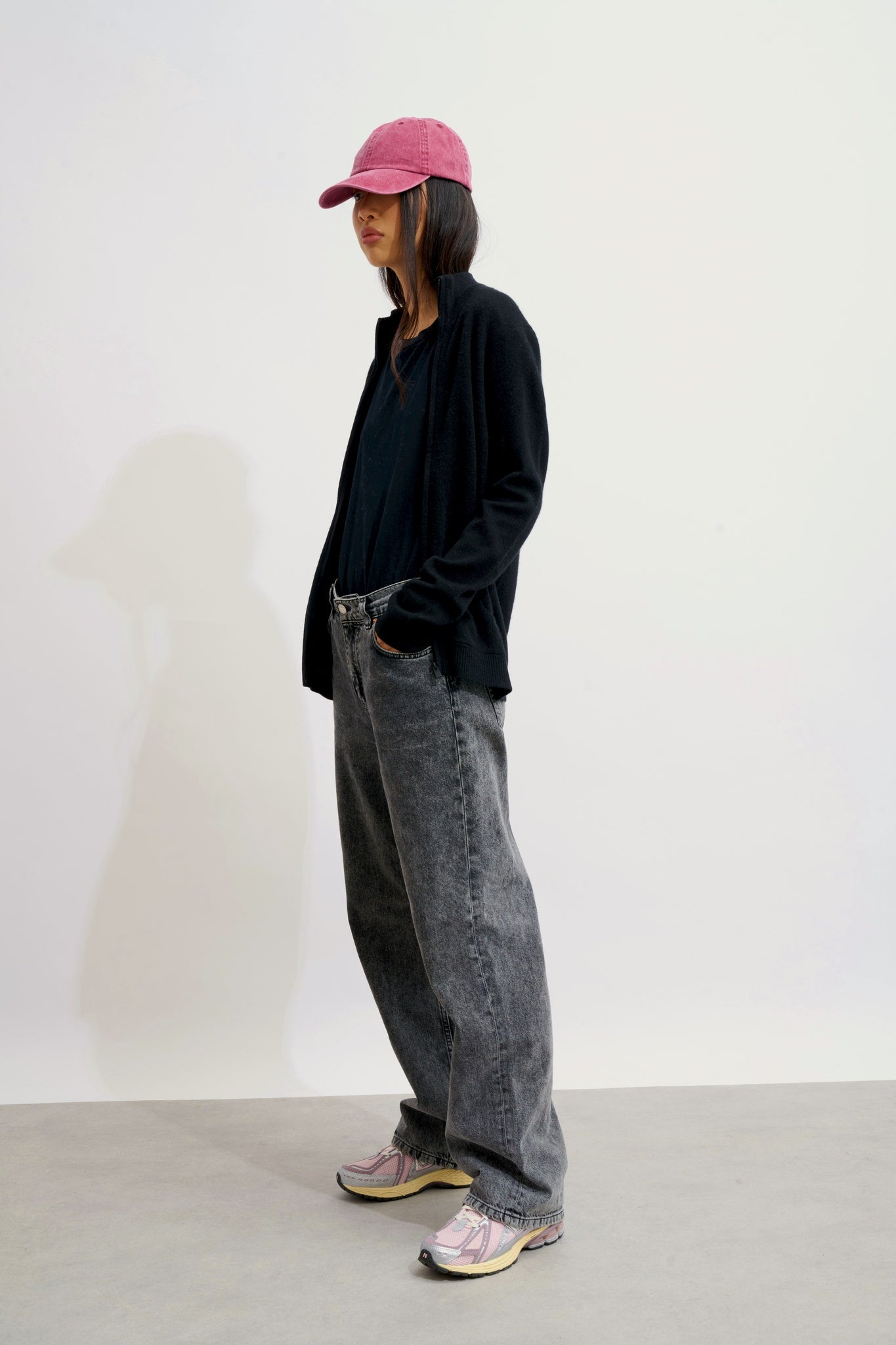 THALUN gilet zippé col montant noir 100% cachemire