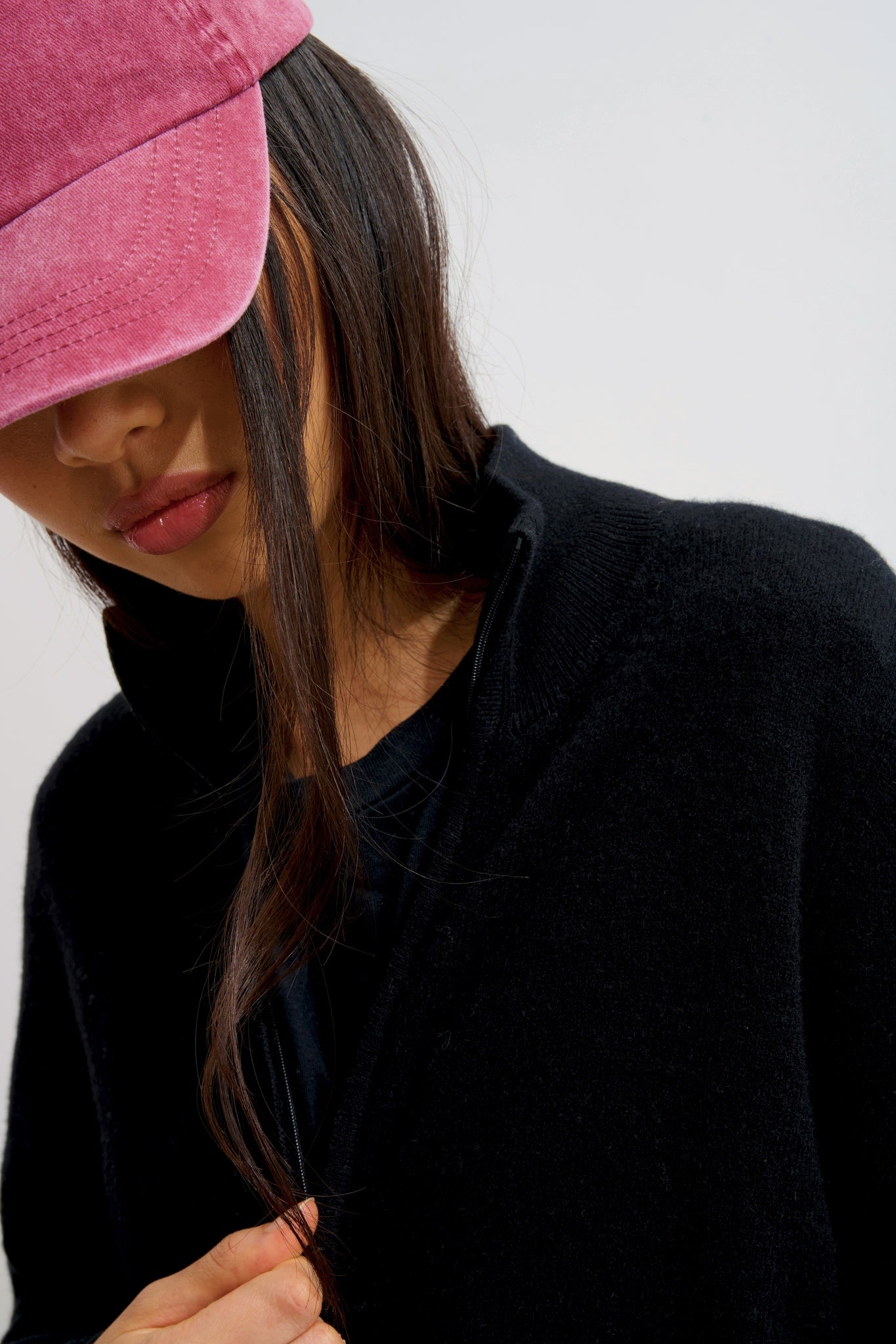 THALUN gilet zippé col montant noir 100% cachemire