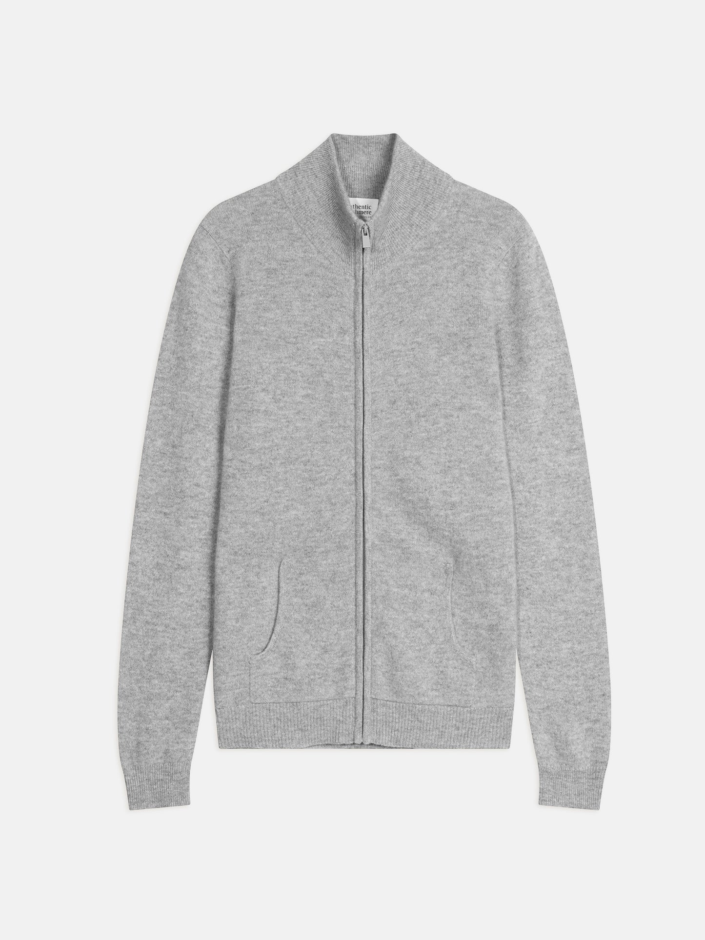 THALUN gilet zippé col montant nuage chiné 100% cachemire