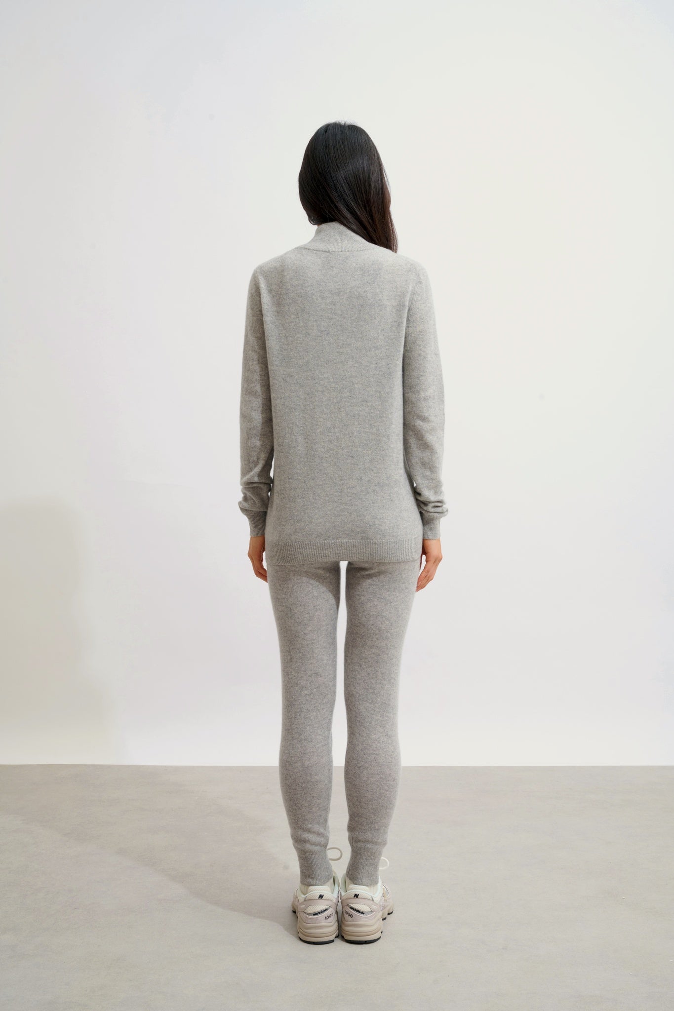 THALUN gilet zippé col montant nuage chiné 100% cachemire