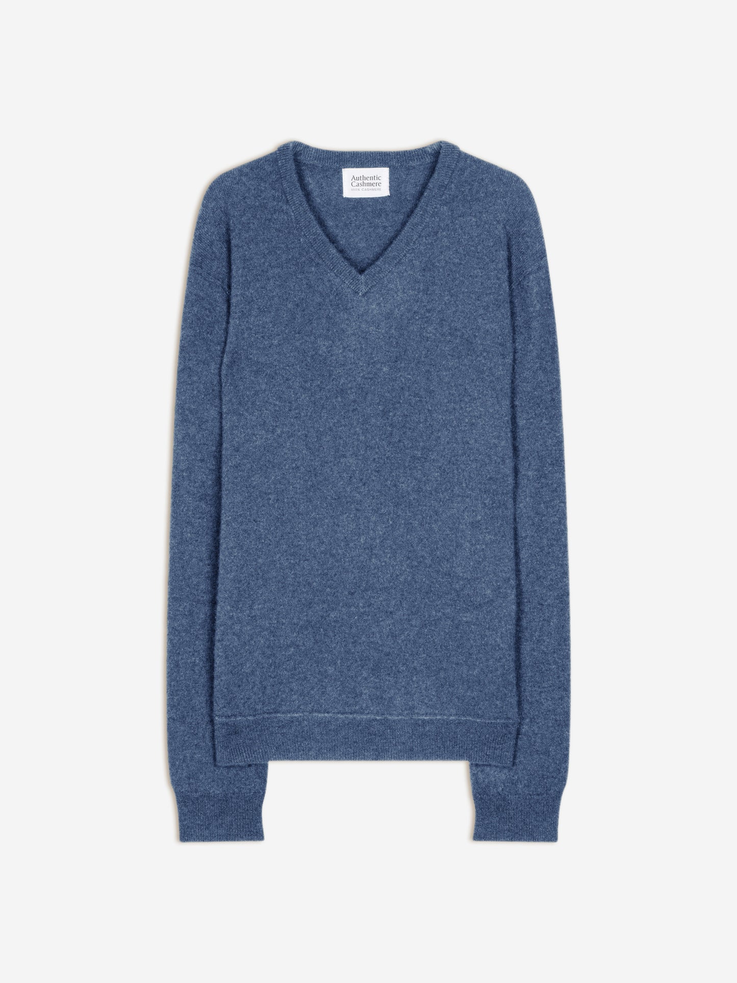 TIMEO pull col v bleu denim 100% cachemire