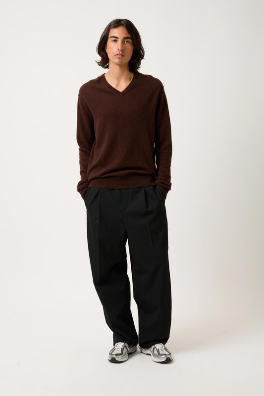 TIMEO coffee v-neck sweater 100% cashmere