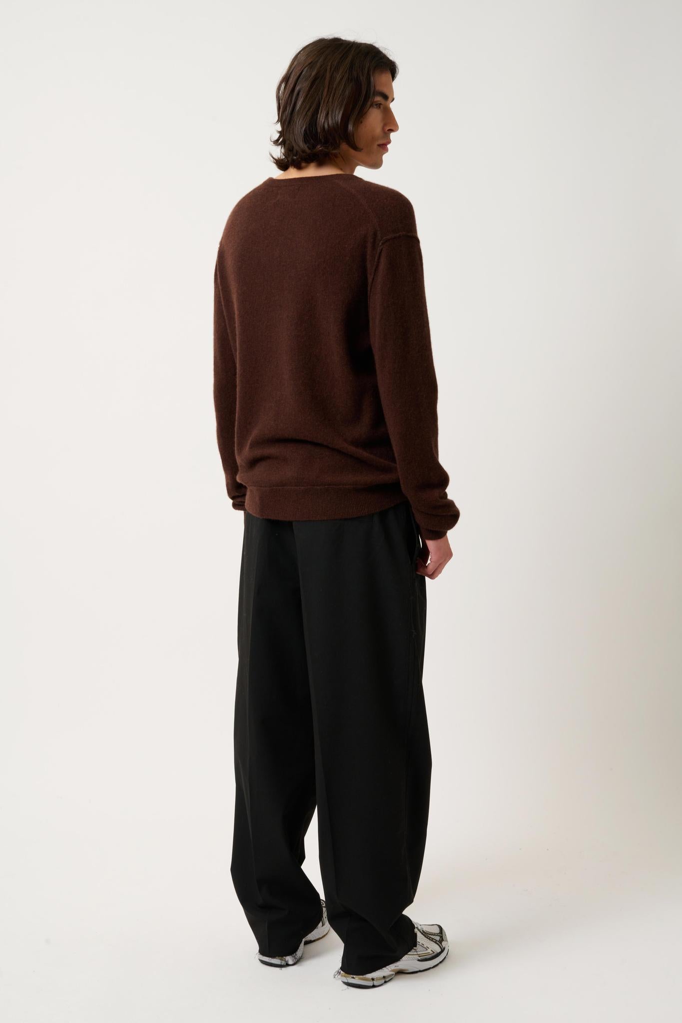 TIMEO Pullover mit V-Ausschnitt Kaffee 100% Kaschmir