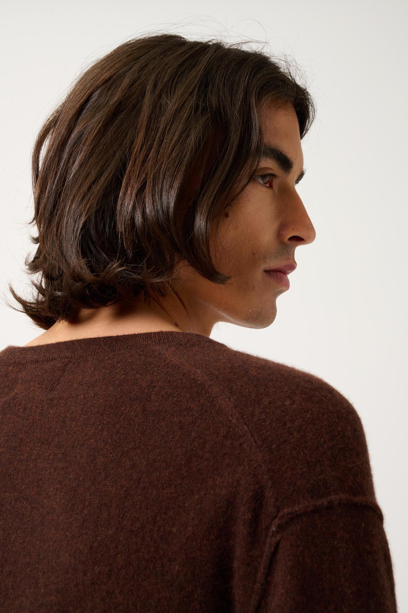 TIMEO Pullover mit V-Ausschnitt Kaffee 100% Kaschmir