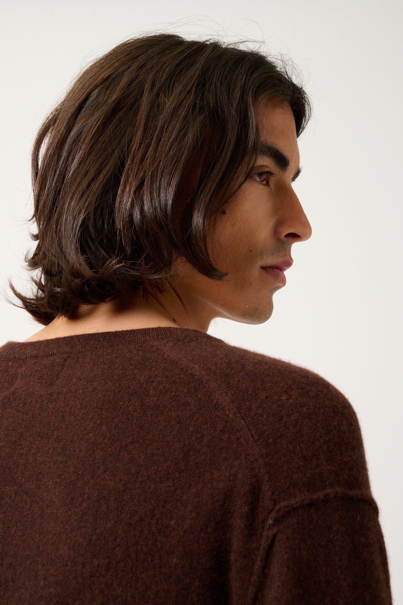 TIMEO coffee v-neck sweater 100% cashmere