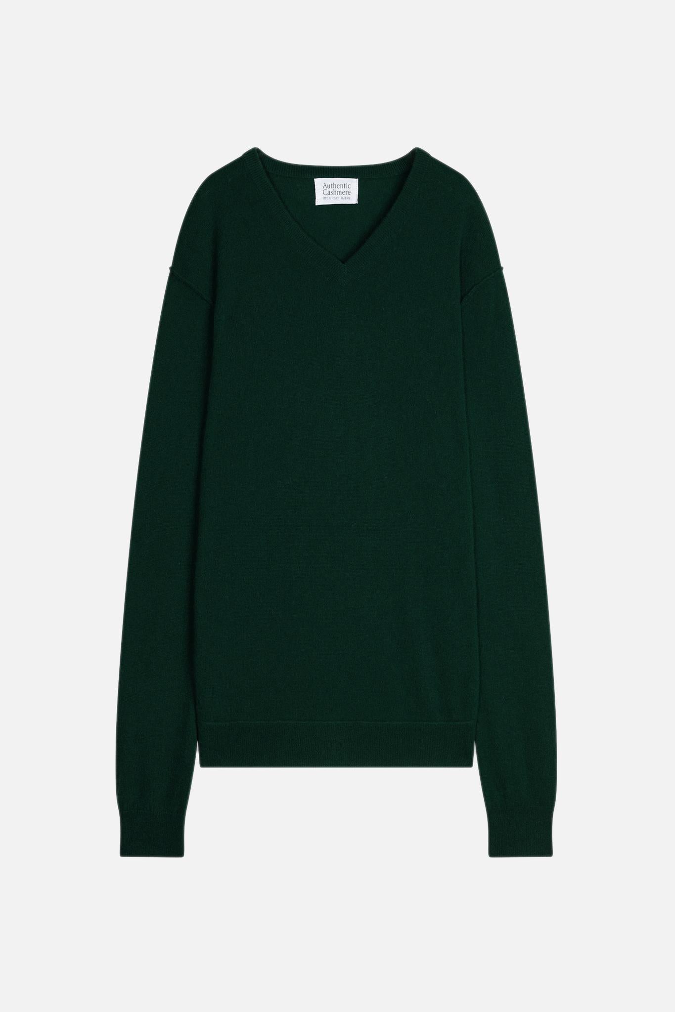 TIMEO Pullover mit V-Ausschnitt Zypresse 100% Kaschmir