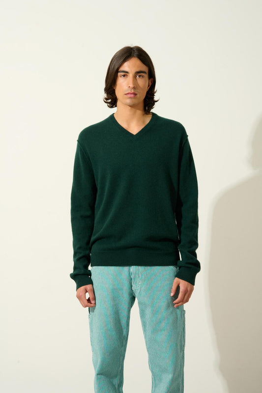TIMEO v-neck sweater cypress 100% cashmere