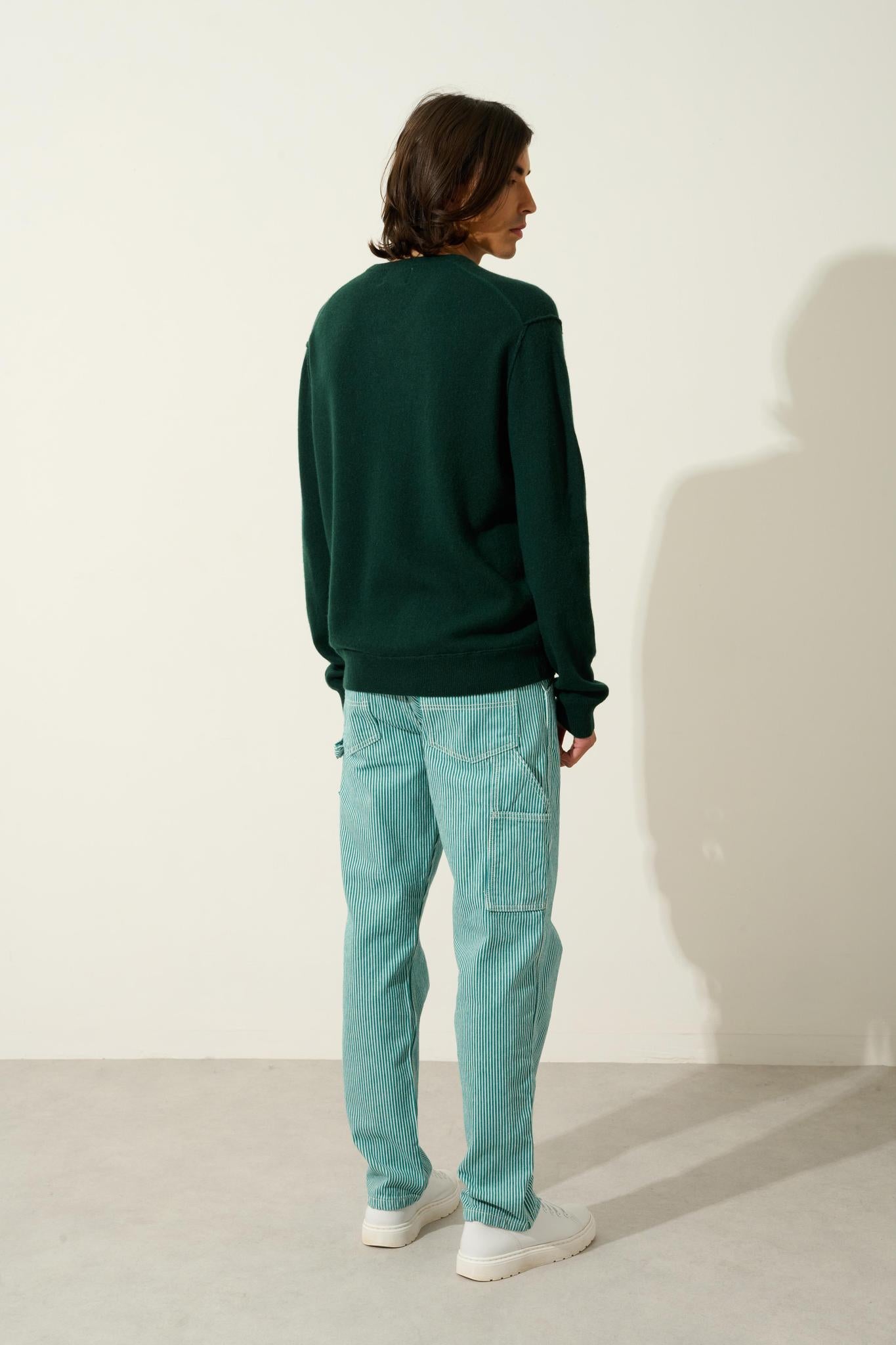 TIMEO Pullover mit V-Ausschnitt Zypresse 100% Kaschmir