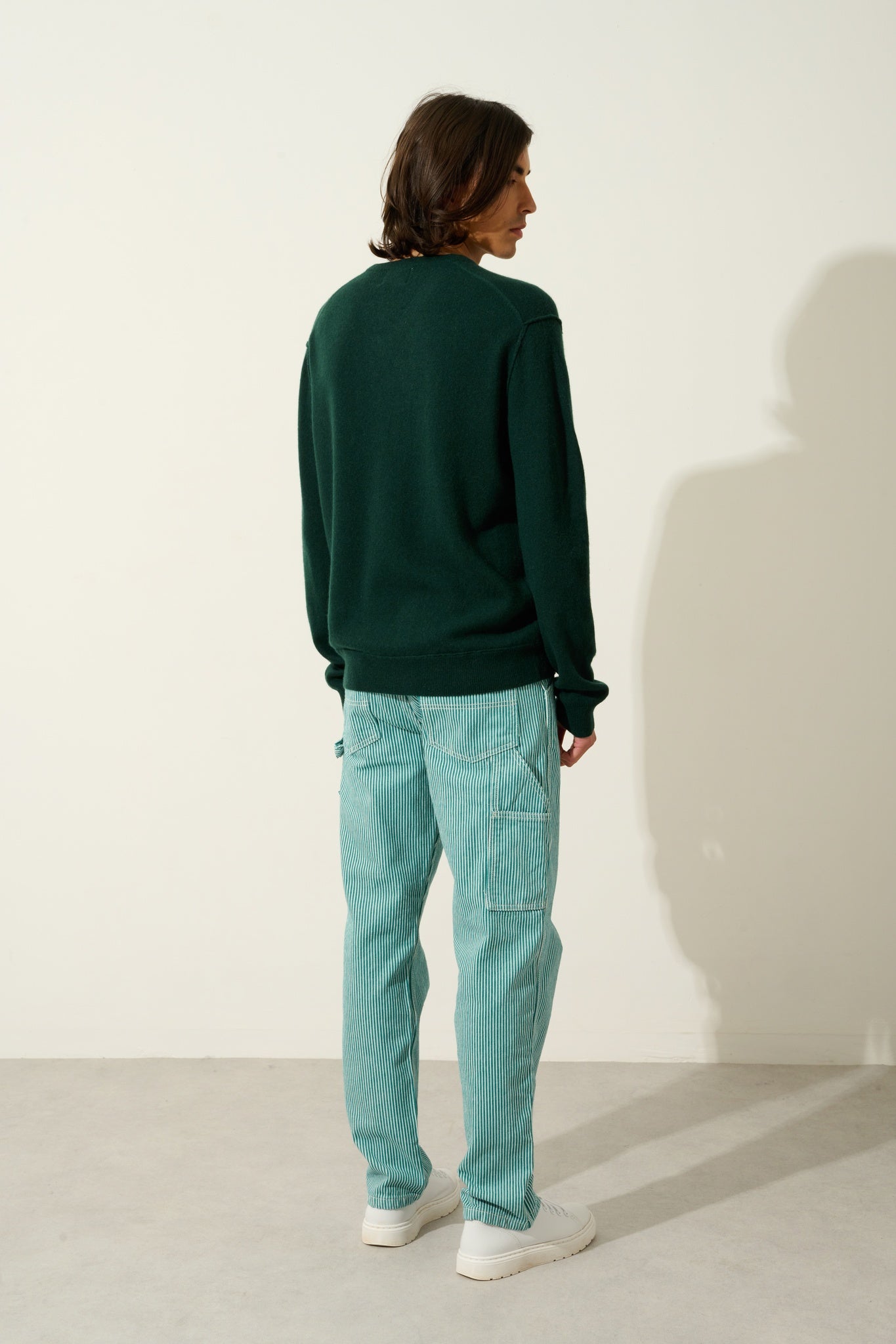 TIMEO Pullover mit V-Ausschnitt Zypresse 100% Kaschmir