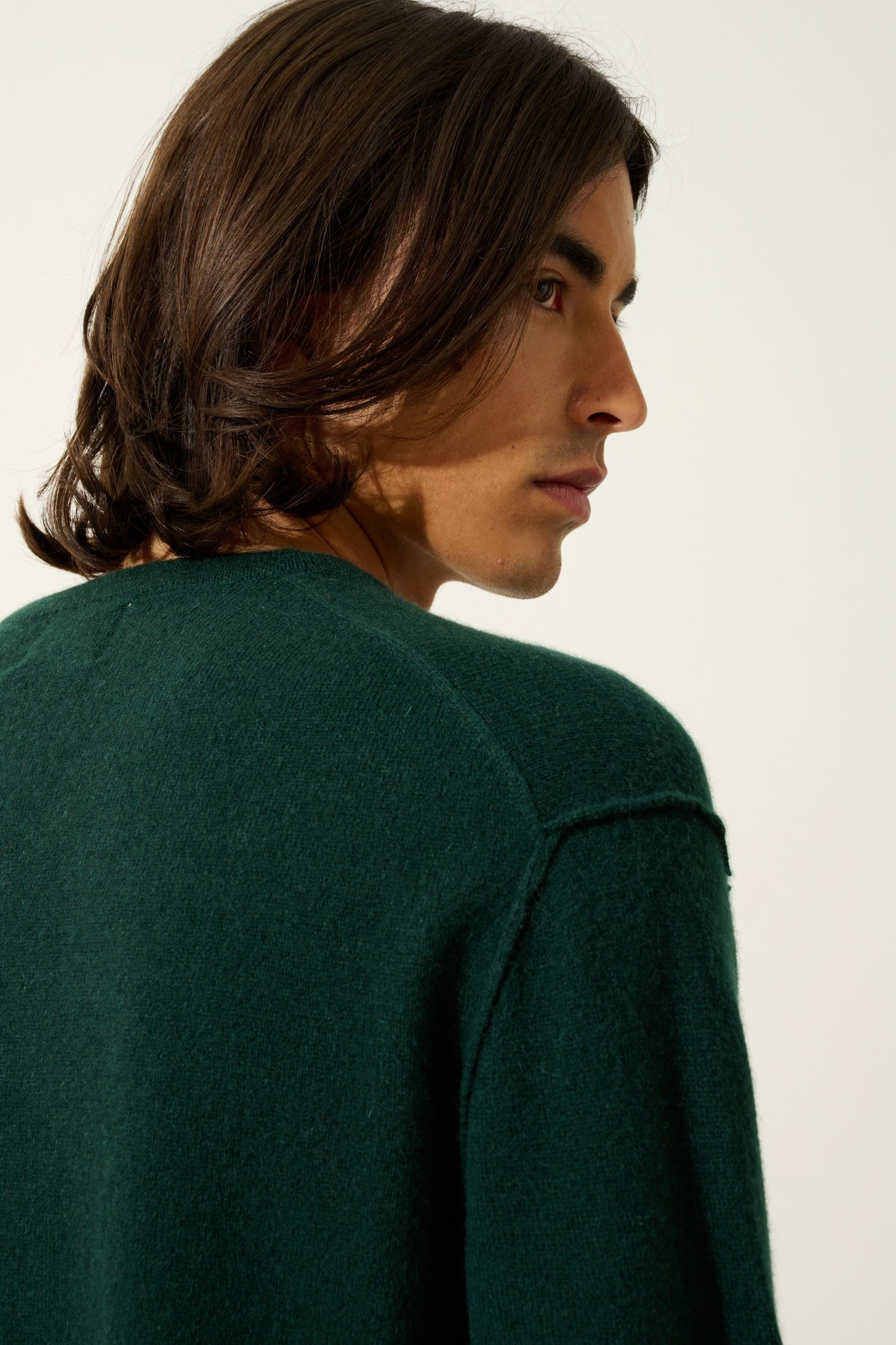 TIMEO Pullover mit V-Ausschnitt Zypresse 100% Kaschmir