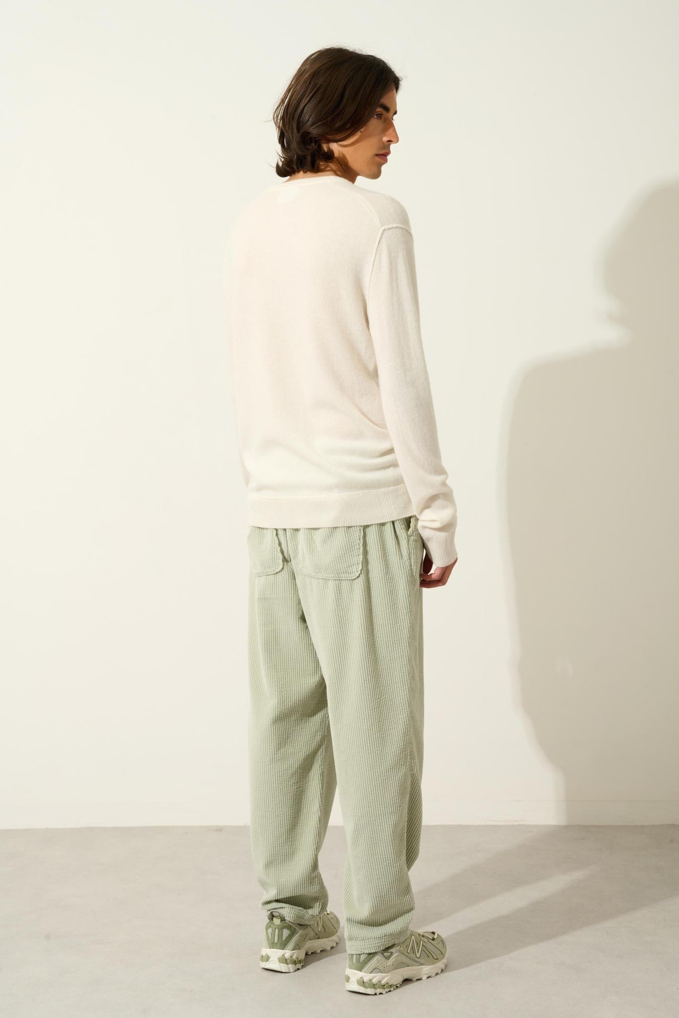 TIMEO Pullover mit V-Ausschnitt Elfenbein 100% Kaschmir