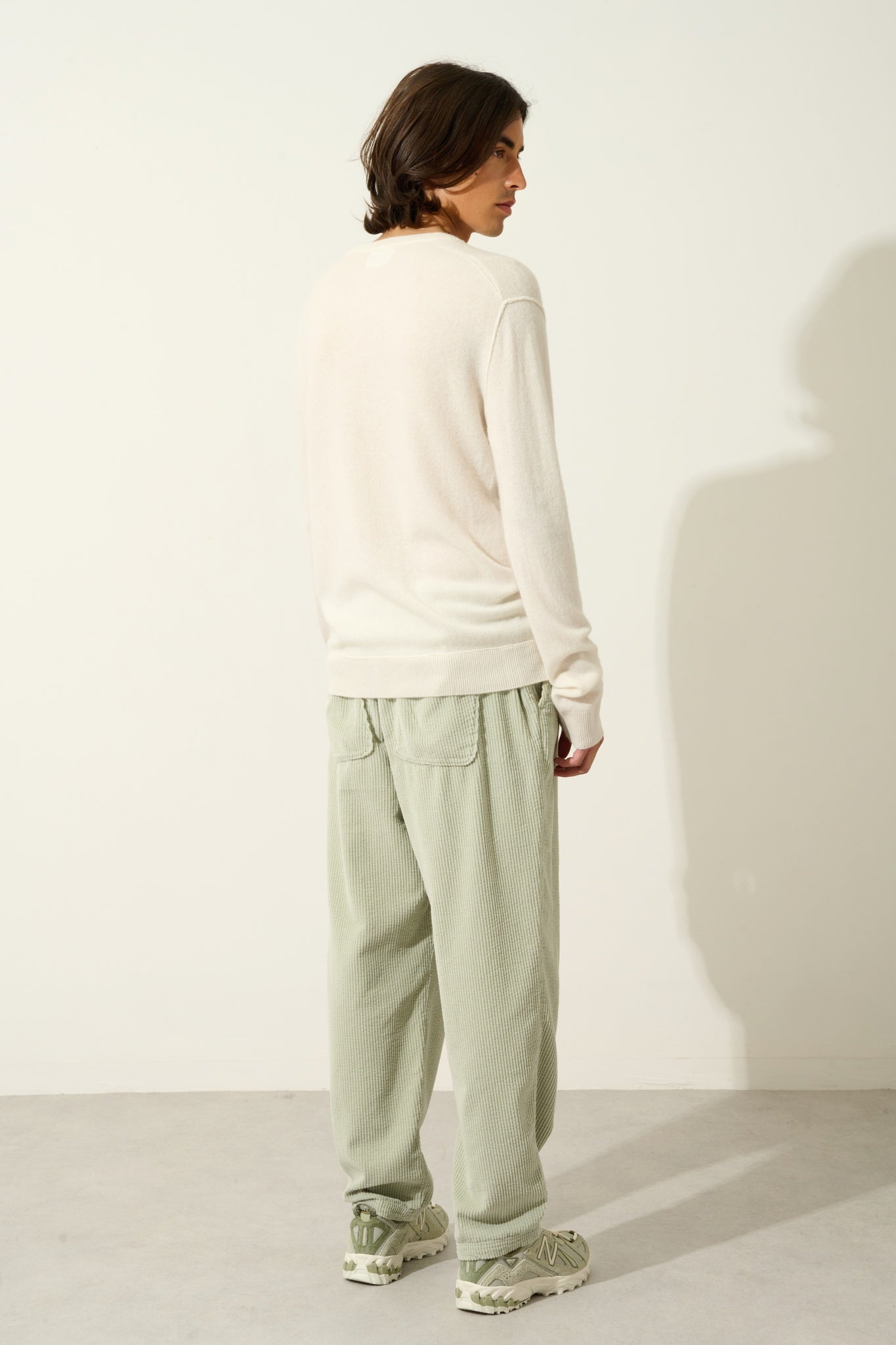 TIMEO Pullover mit V-Ausschnitt Elfenbein 100% Kaschmir