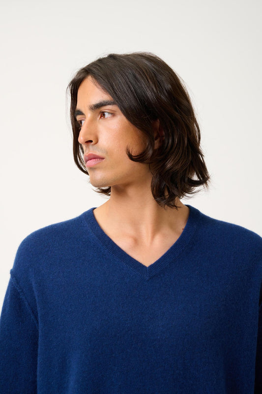 TIMEO midnight v-neck sweater 100% cashmere