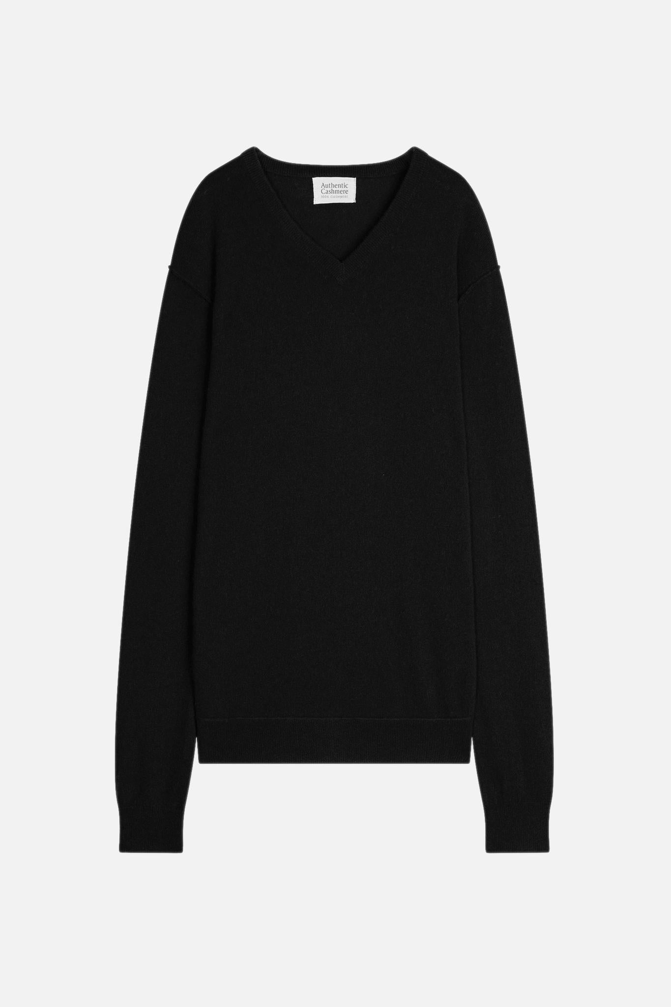 TIMEO black v-neck sweater 100% cashmere