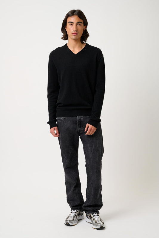 TIMEO black v-neck sweater 100% cashmere