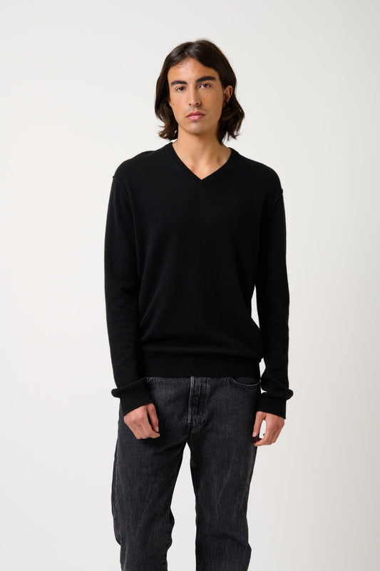 TIMEO black v-neck sweater 100% cashmere