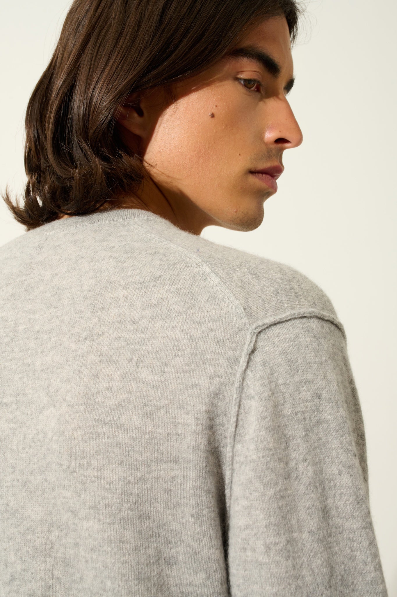 TIMEO Pullover mit V-Ausschnitt wolkig meliert 100% Kaschmir