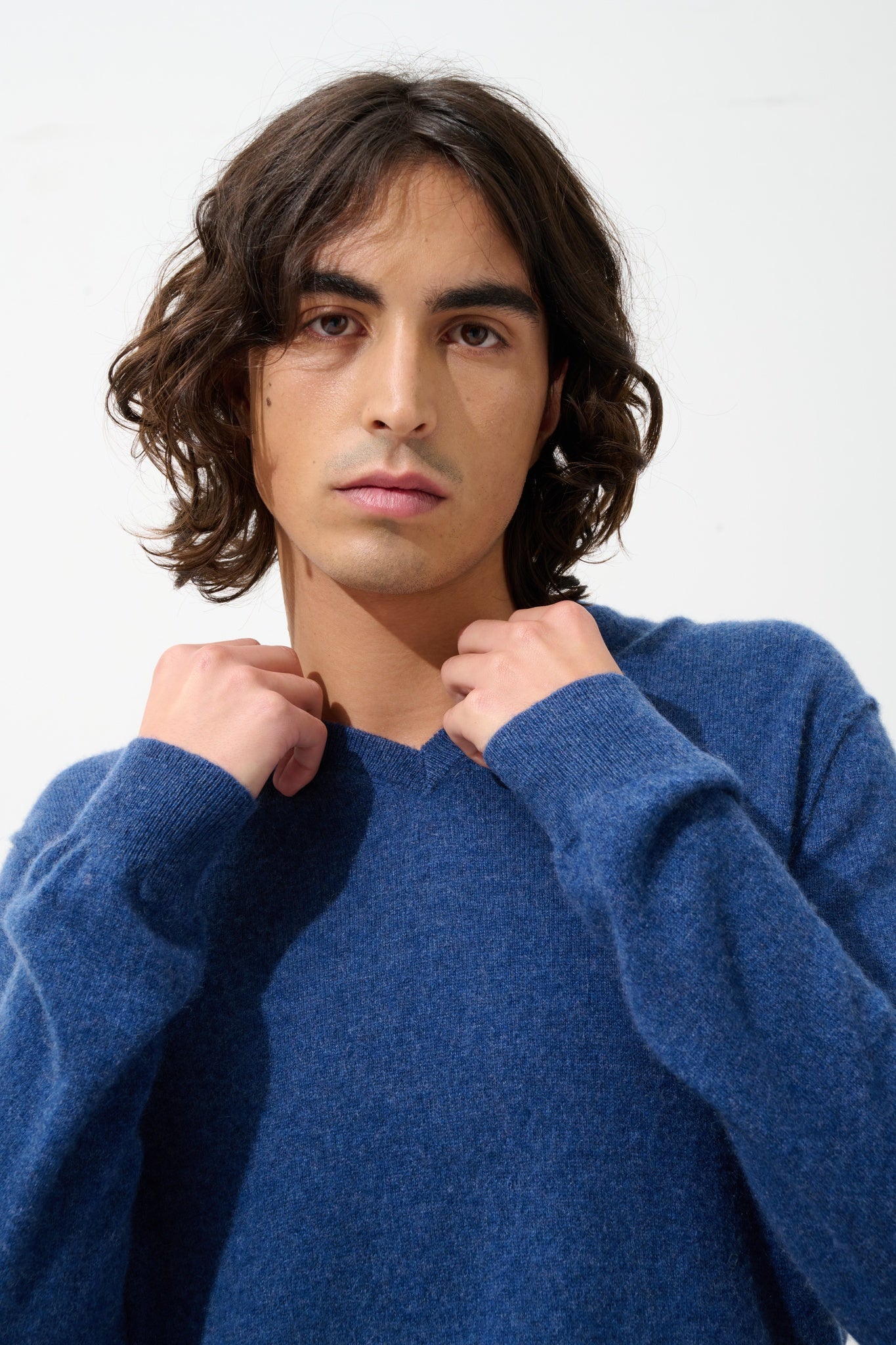 TIMEO ocean v-neck sweater 100% cashmere