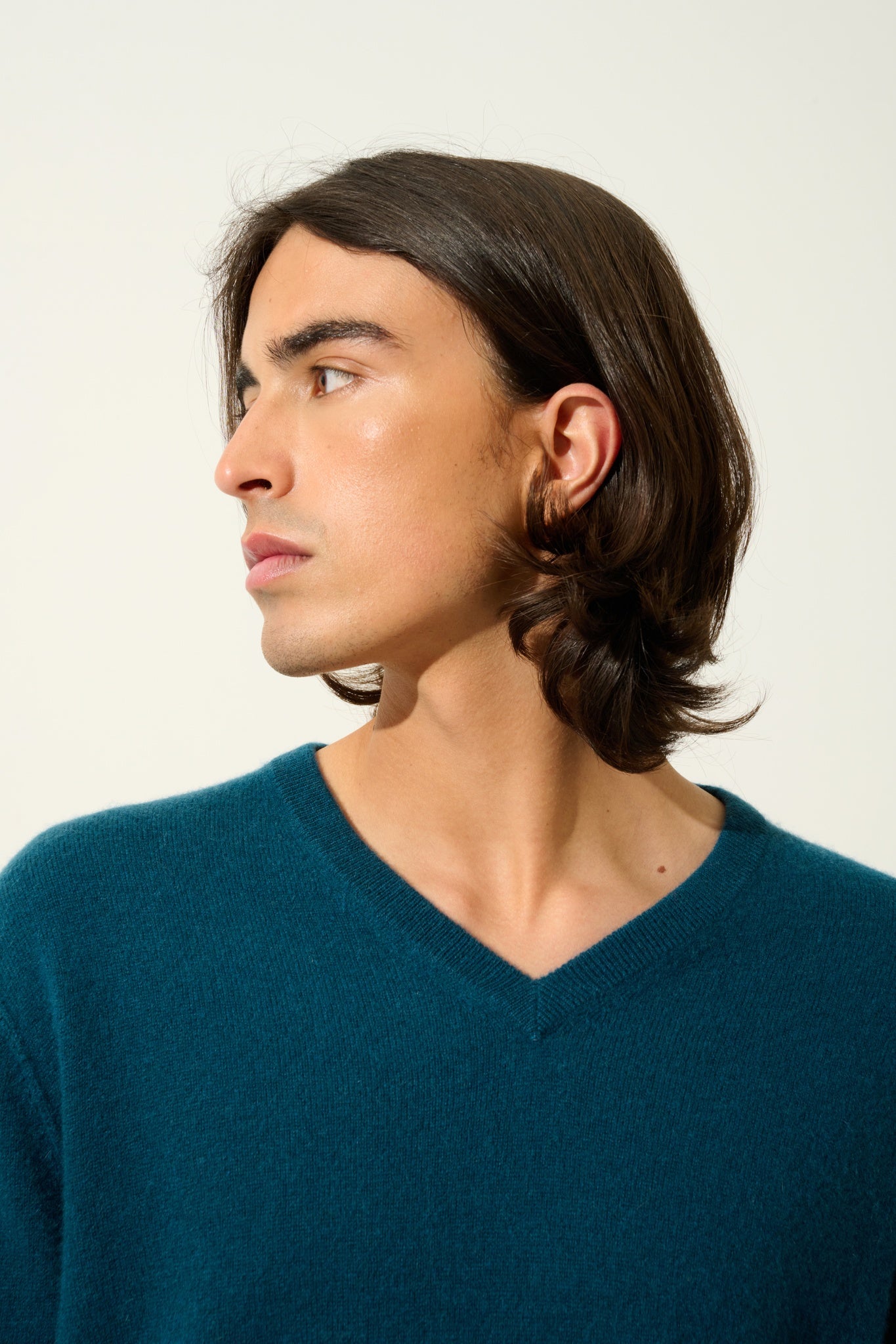 TIMEO duck green v-neck sweater 100% cashmere