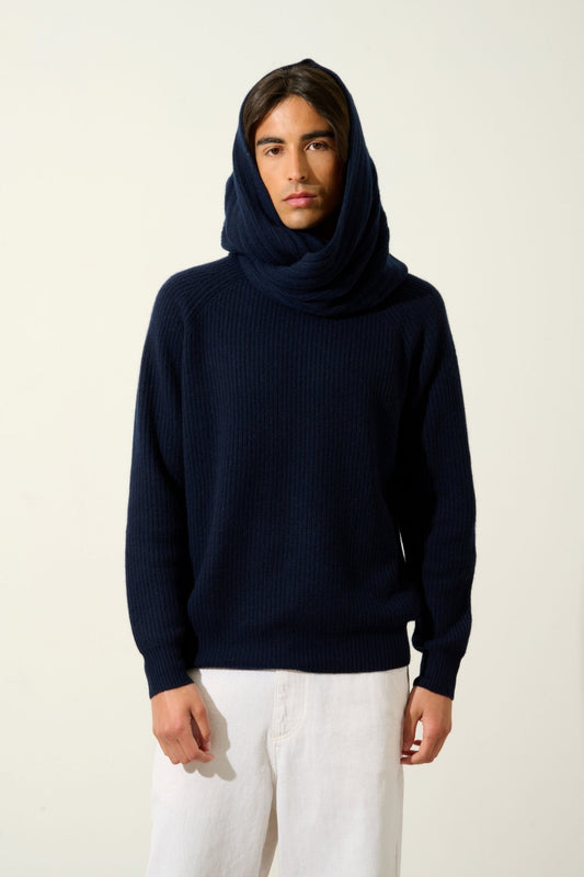 TOMMY 4-thread navy choker 100% cashmere