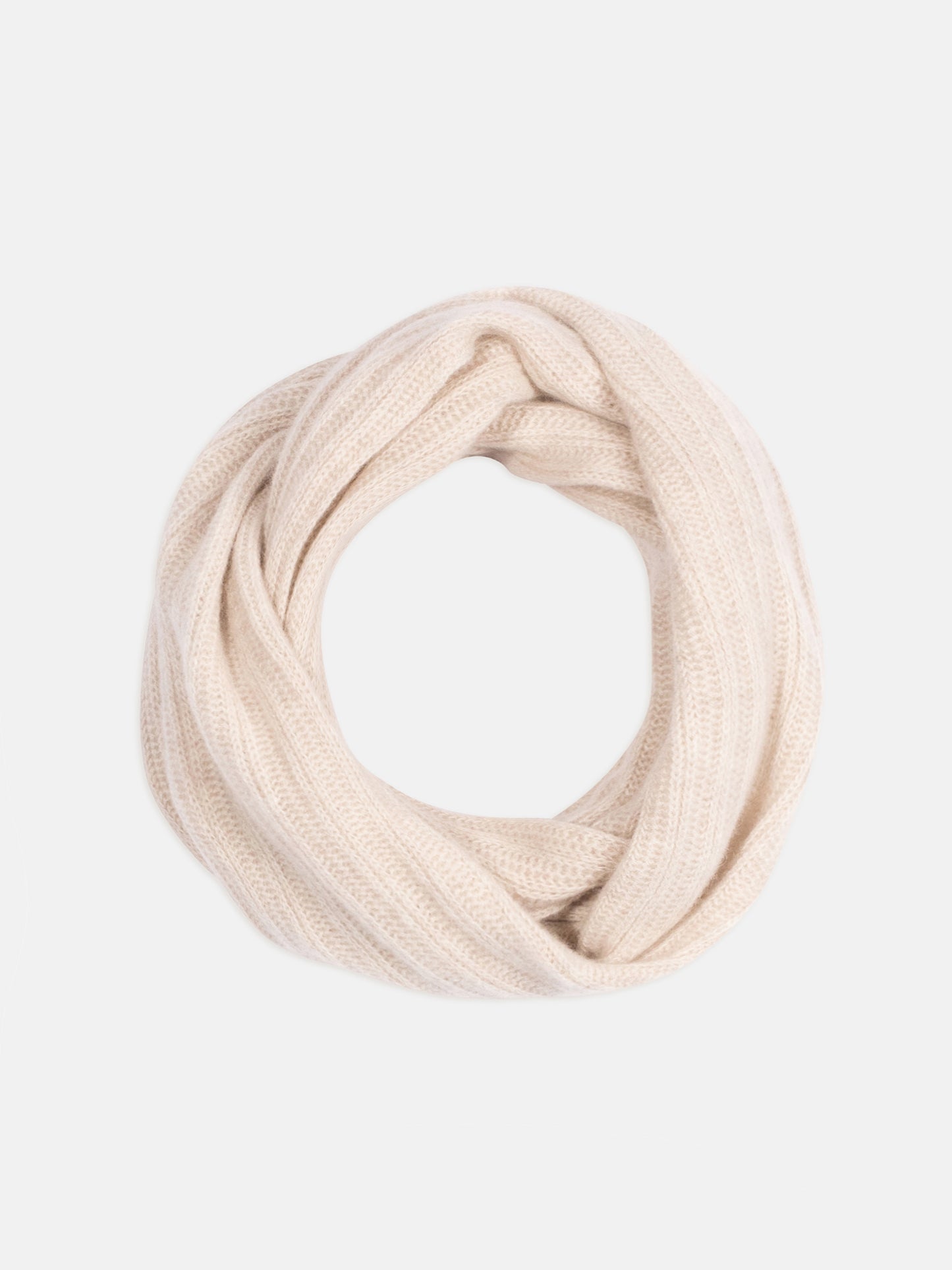 TOMMY 4-ply neck warmer in heathered beige, 100% cashmere