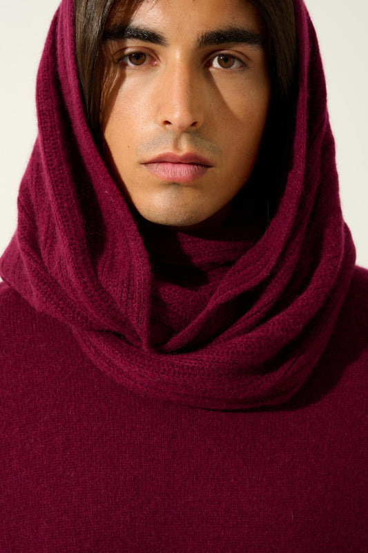 TOMMY 4-thread burgundy choker 100% cashmere