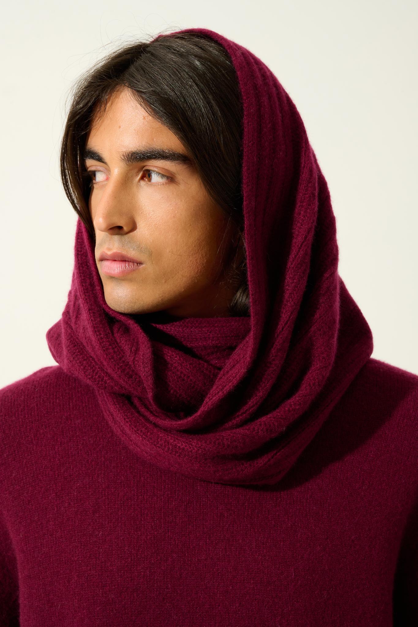 TOMMY 4-thread burgundy choker 100% cashmere