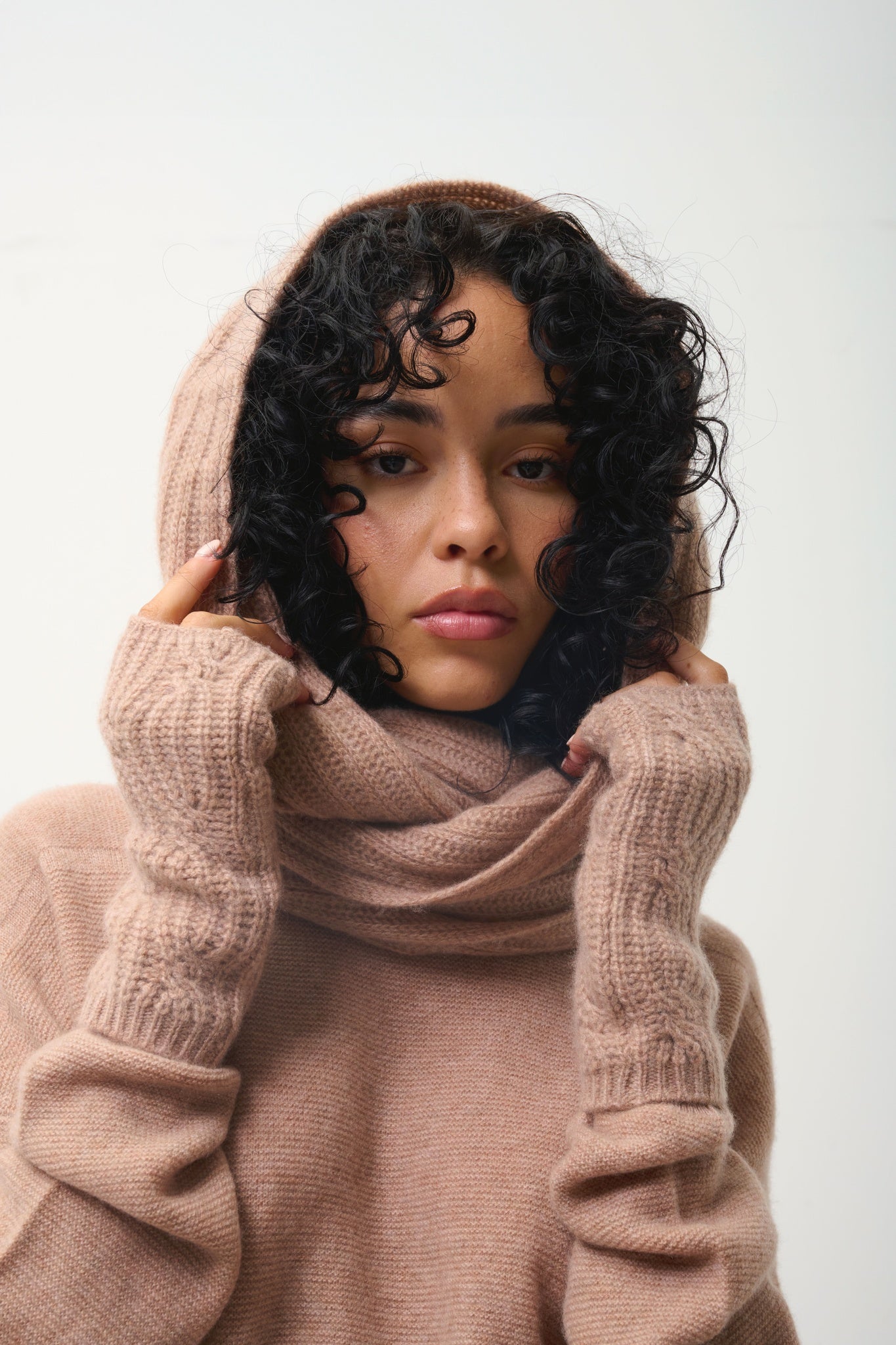 TOMMY tour de cou 4 fils camel chiné 100% cachemire