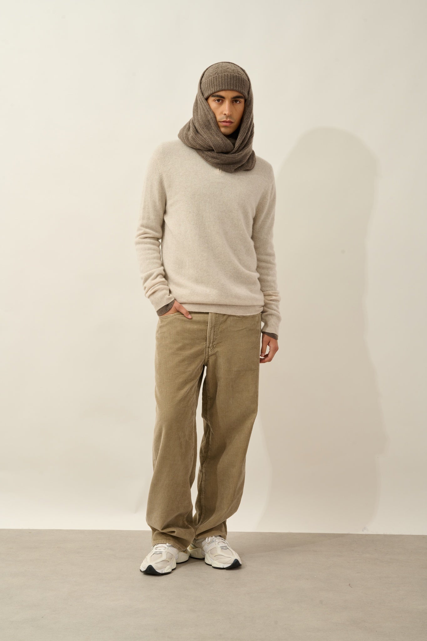 TOMMY tour de cou 4 fils taupe chiné 100% cachemire