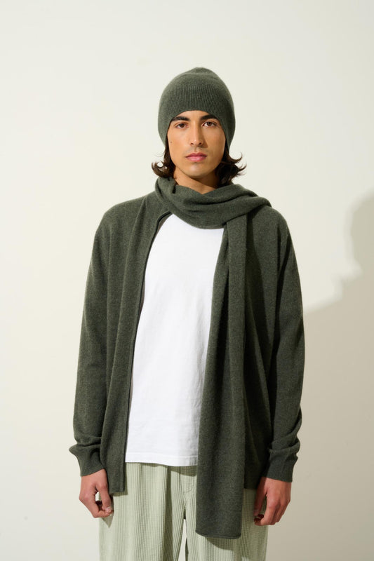 VAYMONT khaki mottled scarf 100% cashmere