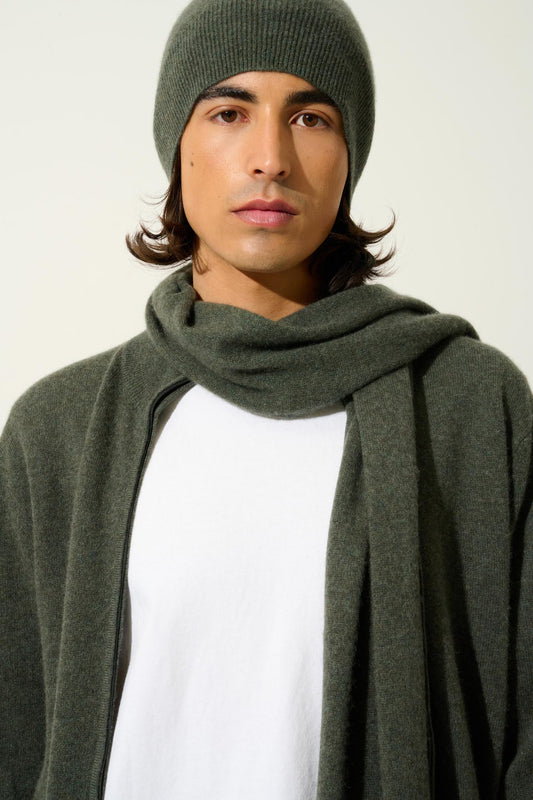 VAYMONT khaki mottled scarf 100% cashmere