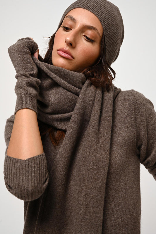 VAYMONT mottled taupe scarf 100% cashmere