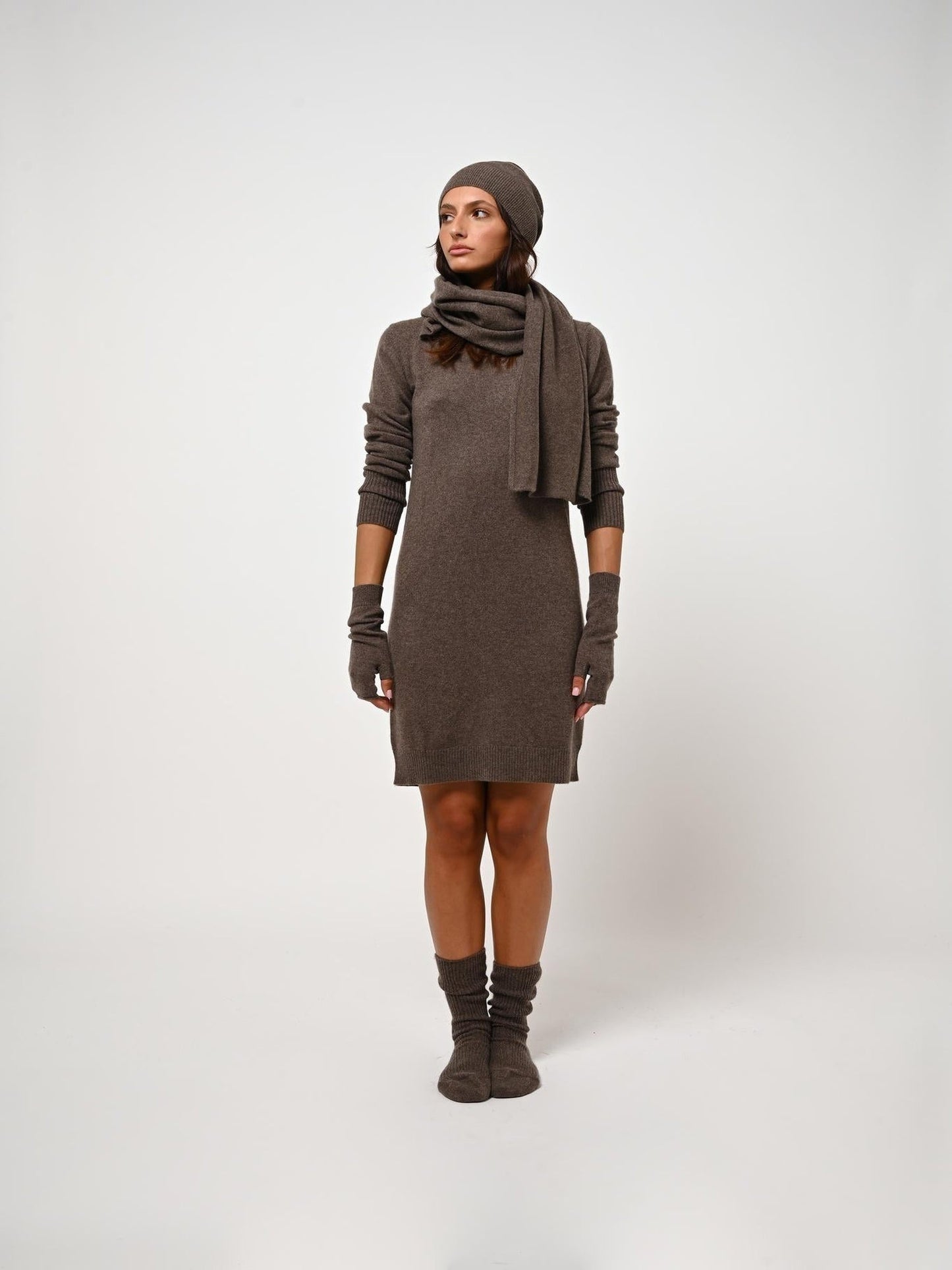 VAYMONT écharpe taupe chiné 100% cachemire