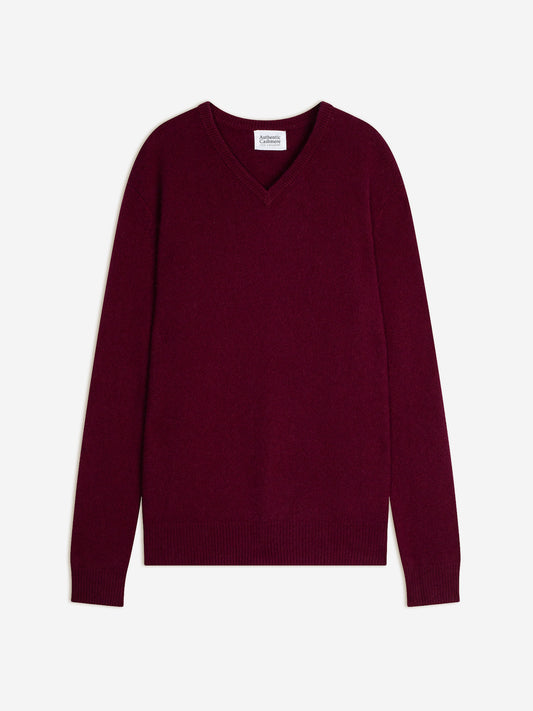 VICTOR 4-thread V-neck sweater burgundy 100% cashmere