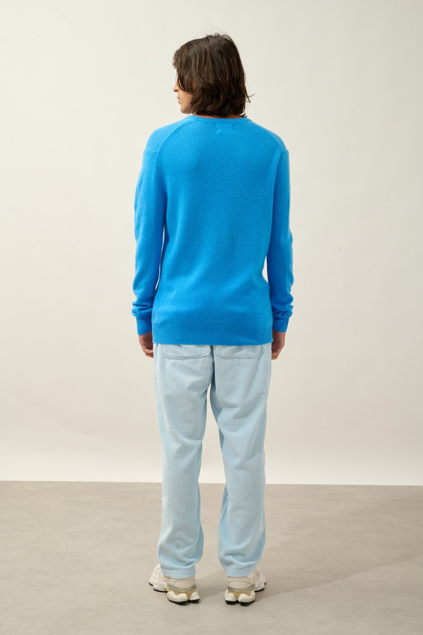 victor pull col v 4 fils bleu celeste 100% cachemire