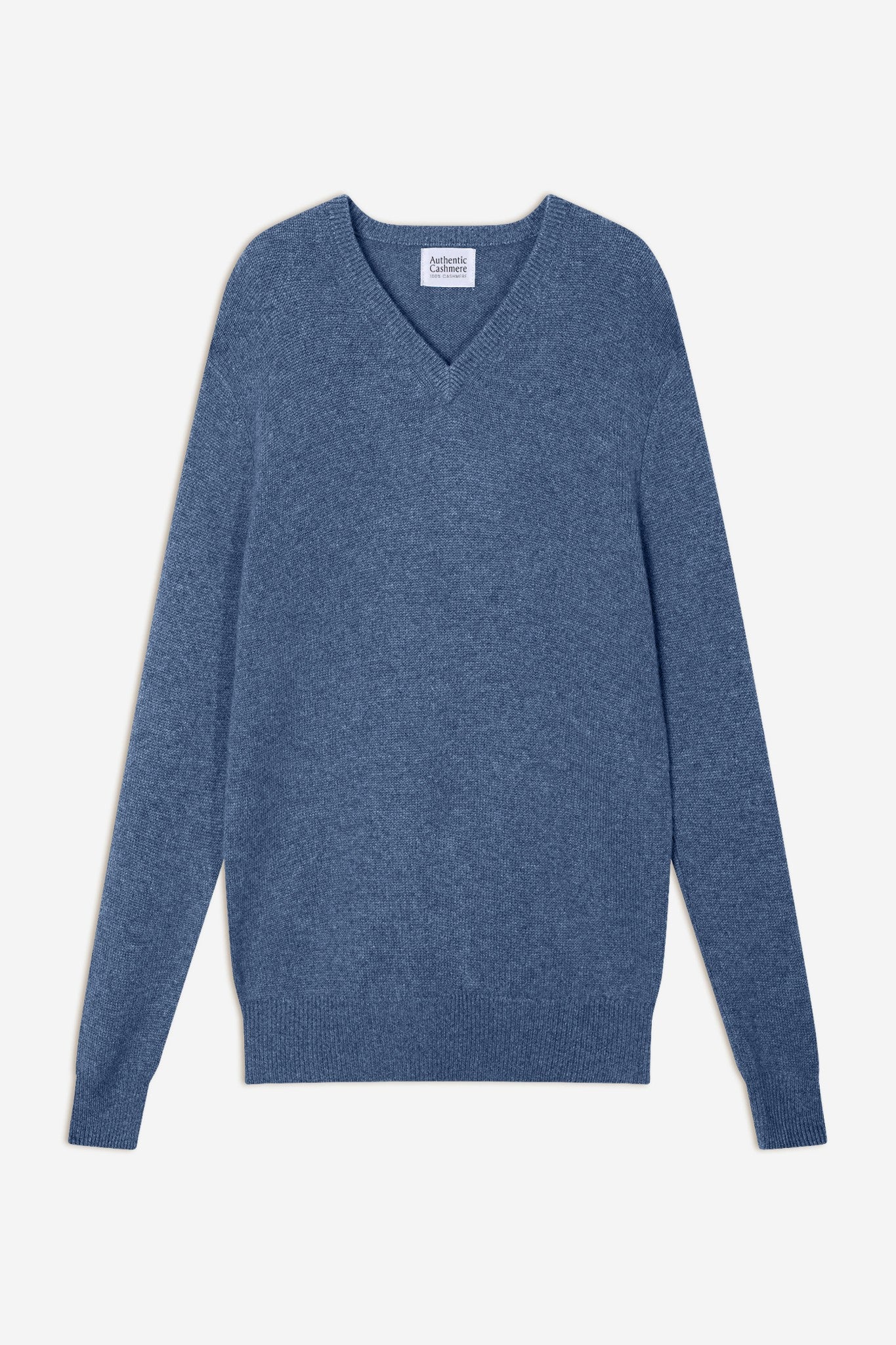 victor pull col v 4 fils bleu denim 100% cachemire