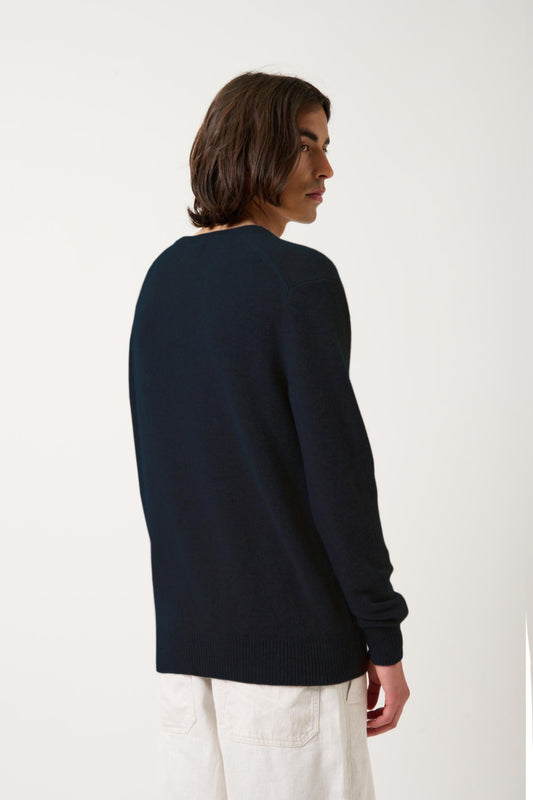 VICTOR Pullover mit V-Ausschnitt 4 Fäden Kaviar 100% Kaschmir