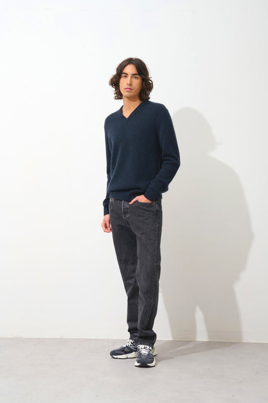 VICTOR pull col v 4 fils caviar 100% cachemire